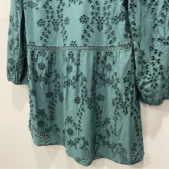 Anthropologie Daniel Rainn Cheyenne Eyelet Blouse in Teal Blue Small - Picture 8 of 10